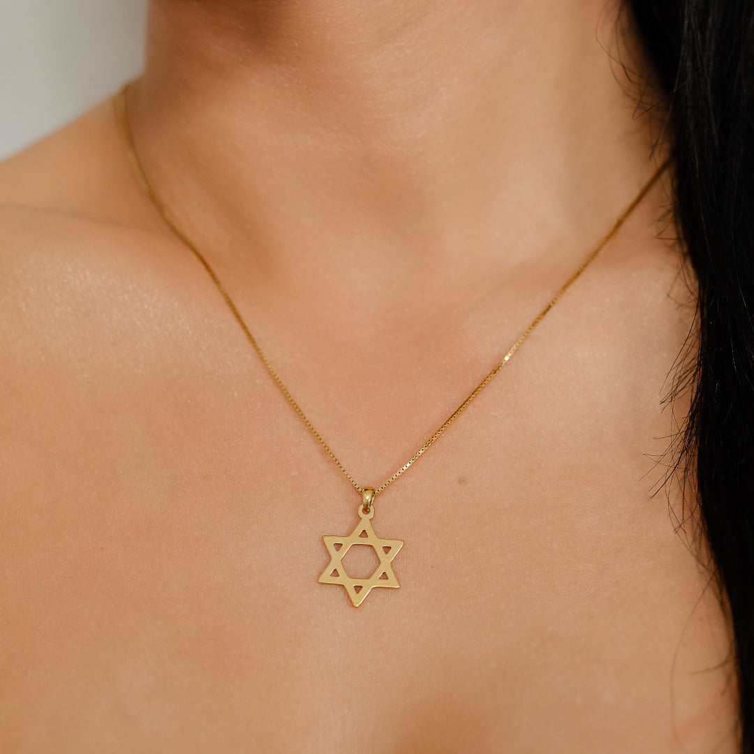 Gold Star of David Necklace